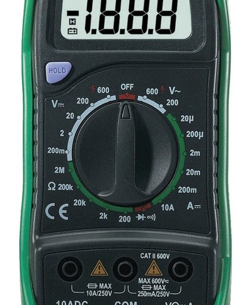 MULTÍMETRO BÁSICO 600V VOLT AC/DC, CORRIENTE DC, RESIST, CONTINUIDAD, DIODOS