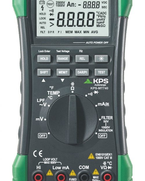 MULTIMETRO/MED. AISLAMIENTO 750V VOLT AC/DC, CORRIENTE AC/DC, TRMS, MEMORIA DE REGISTRO, 1KV