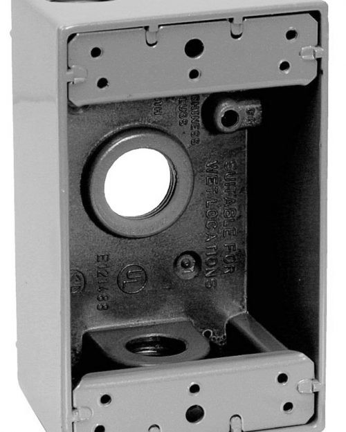 CAJA RECTANGULAR DE ALUMINO EN””””Y””””PARA USO INTEMPERIE DE 3/4″”””, MCA. CHD.