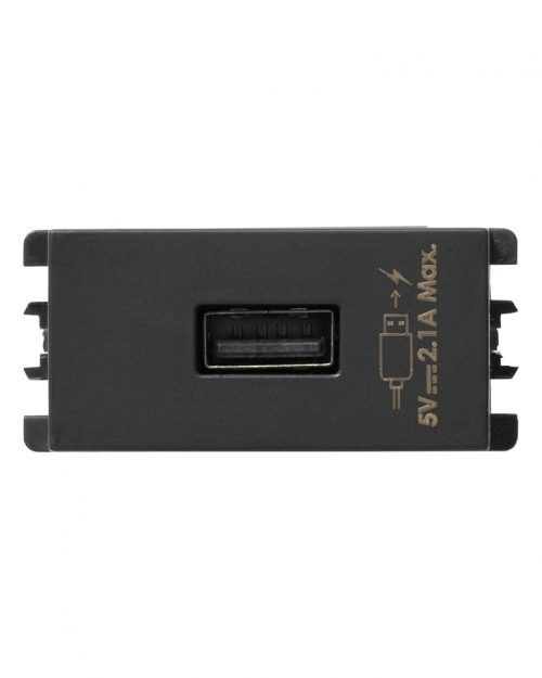 CARGADOR USB 1 MOD GRAFITO S26 | Simon 26 | CODIGO 2601097-038